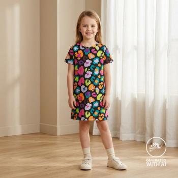 Preview: French Terry Sommersweat in Schwarz mit Leopard, Stoff in ganzer Breite